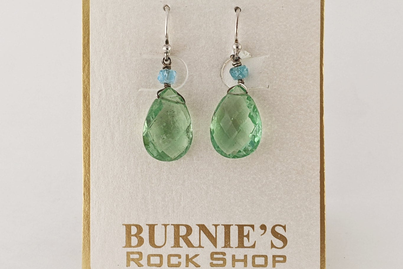 Green Fluorite and Blue Apatite Faceted Drop Bead Sterling Silver Dangle  Earrings