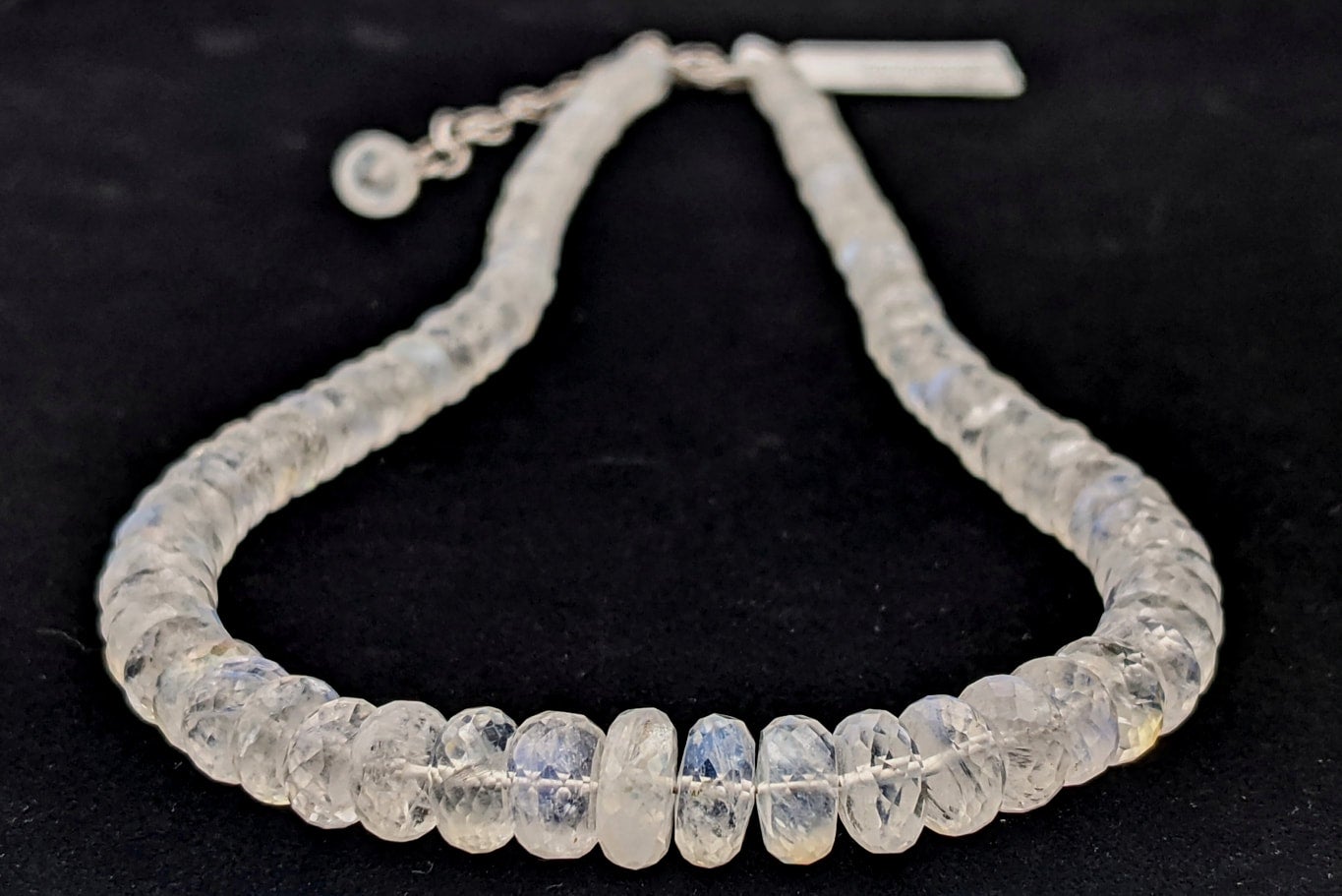 Rainbow Moonstone Beads,Moonstone Jewelry,Moonstone Silver Bead Necklace