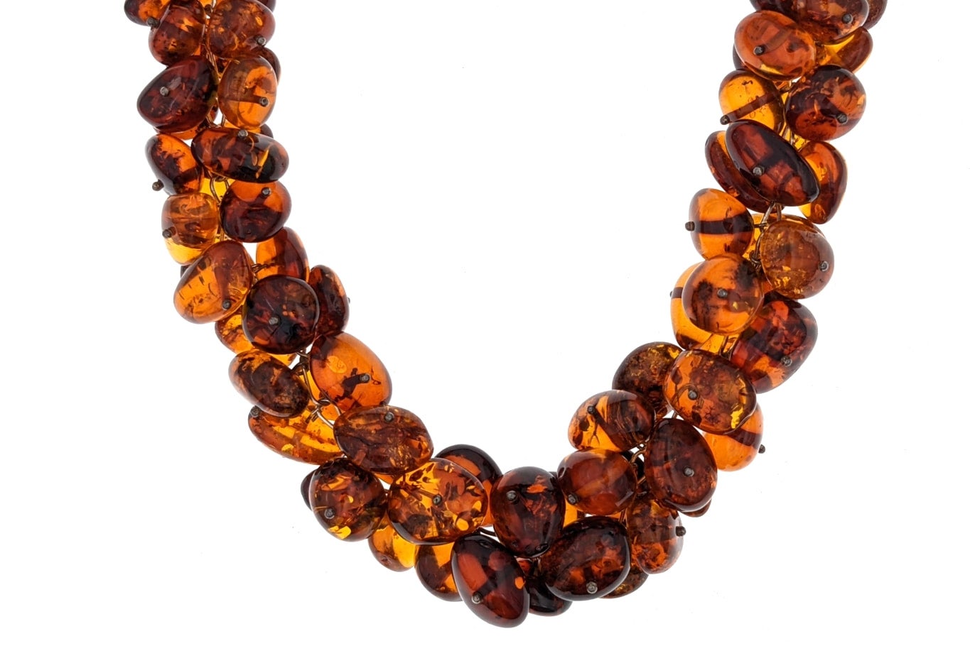 Baltic Amber Cluster Necklace on Sterling Silver Chain Burnie s