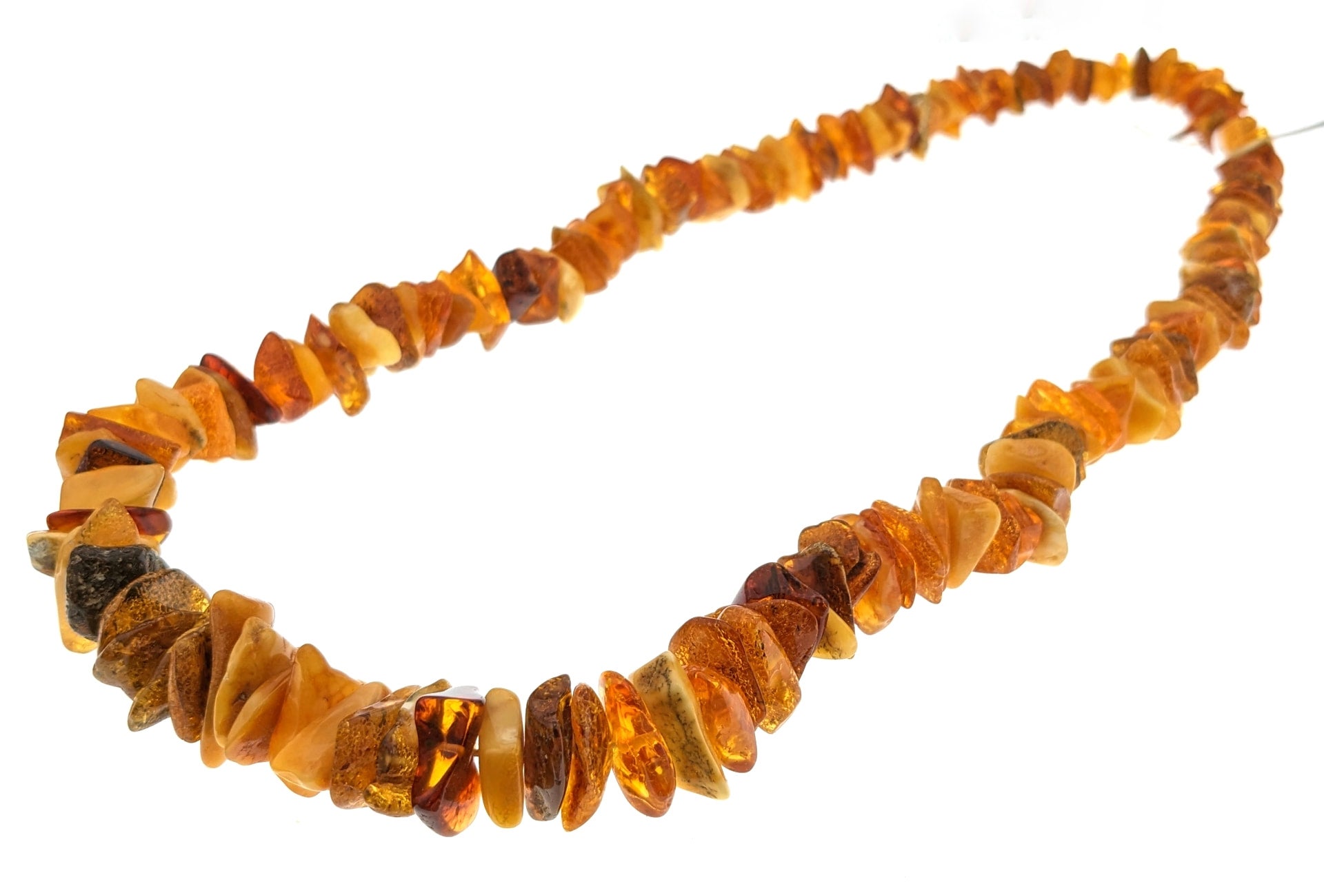Baltic Amber Beaded Chip Necklace 26 Long