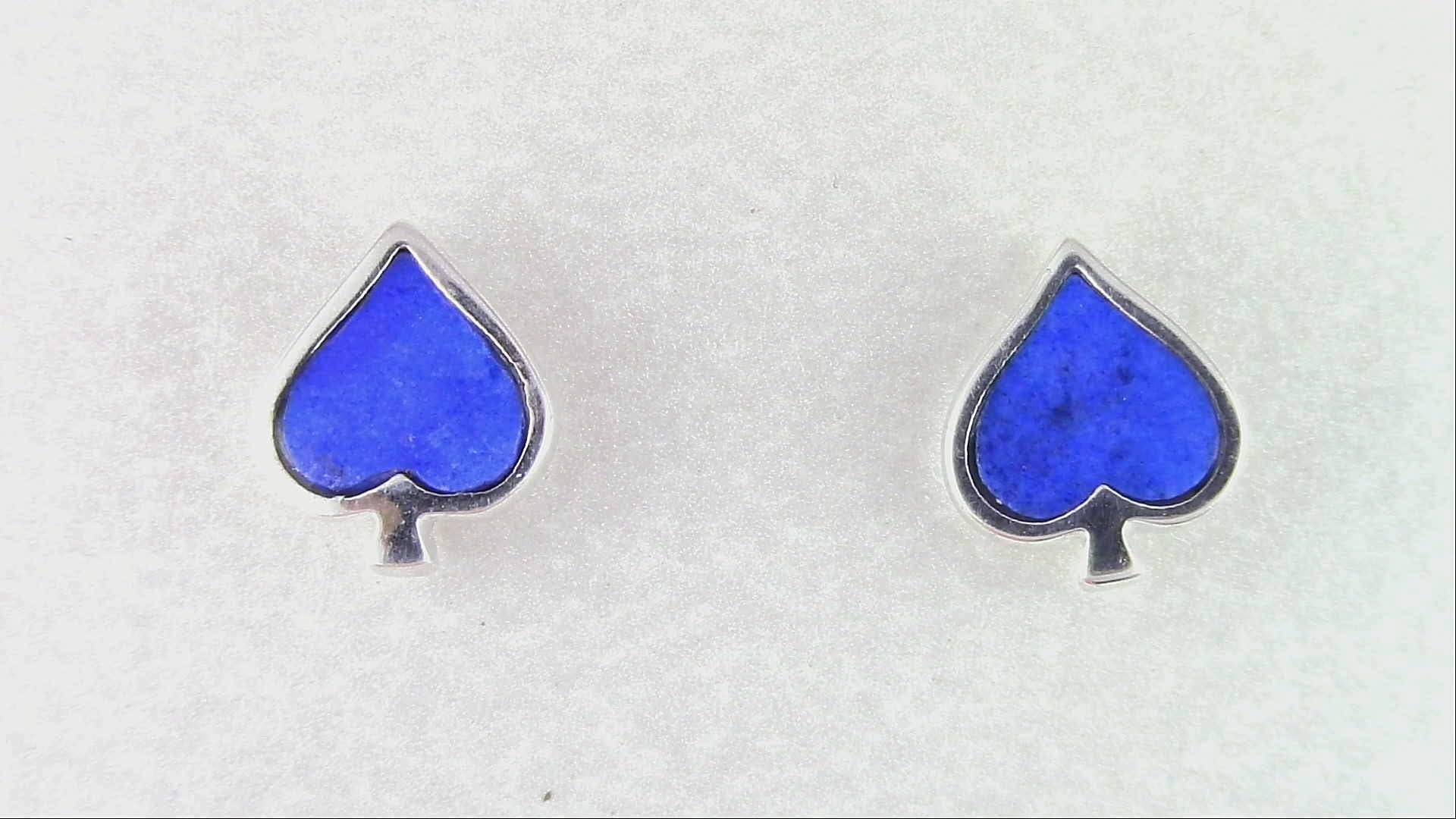 Lapis Lazuli Spade Shaped Sterling Silver Post Stud Earrings Burnie s Rock Shop Inc